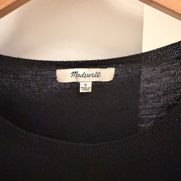 Madewell Merino Wool Blend Beautiful Black Crew Neck Sweater size S - Picture 3 of 5